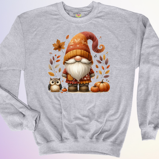 CREWNECK / GNOME ET HIBOU D'AUTOMNE