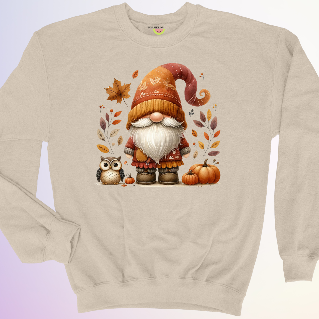 CREWNECK / GNOME ET HIBOU D'AUTOMNE