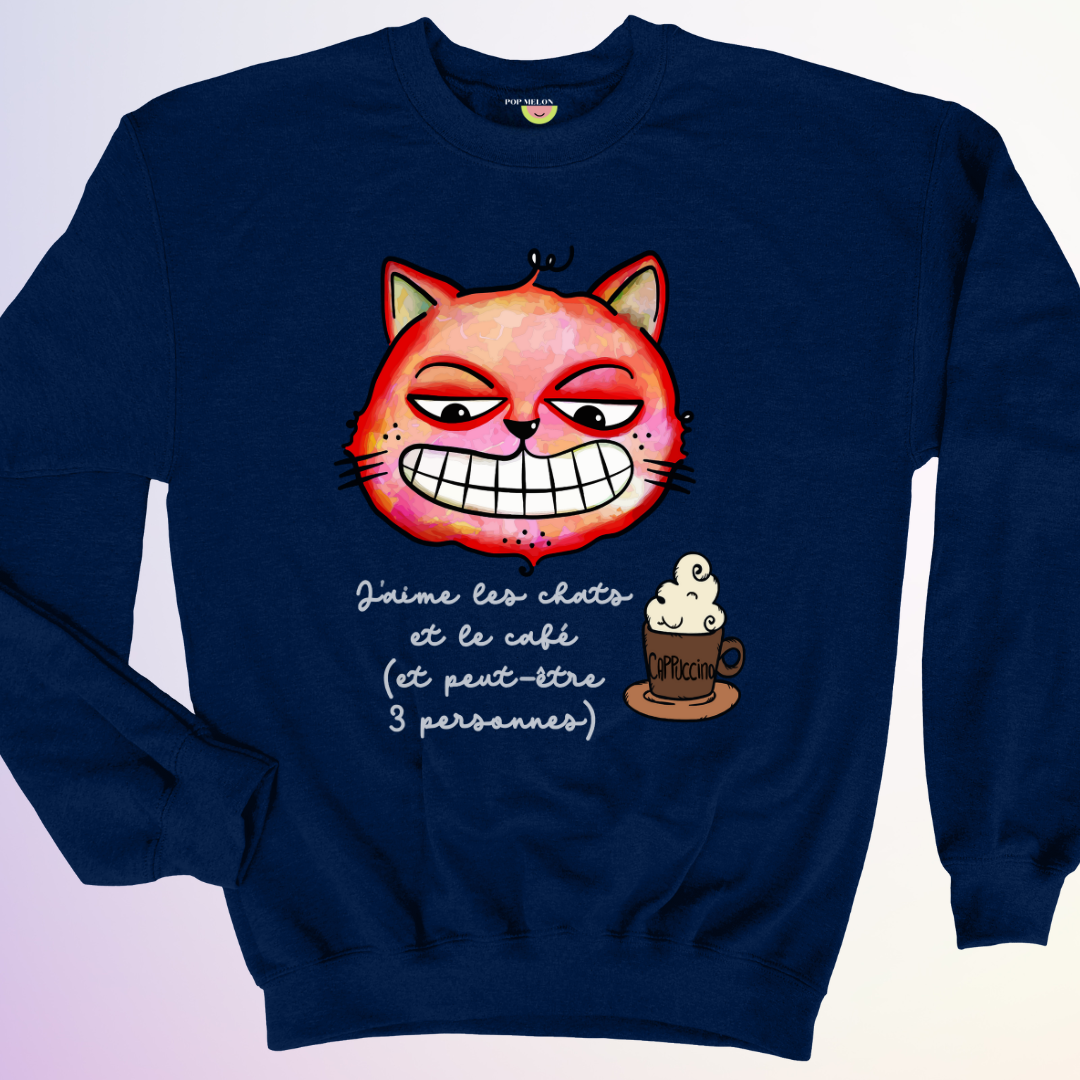 CREWNECK / J'AIME LES CHATS ET LE CAFÉ