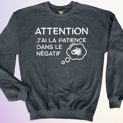 CREWNECK / PATIENCE DANS LE NEGATIF