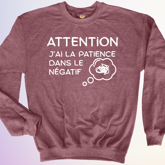 CREWNECK / PATIENCE DANS LE NEGATIF